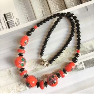 Vintage Millefiori Art Glass Bead Necklace